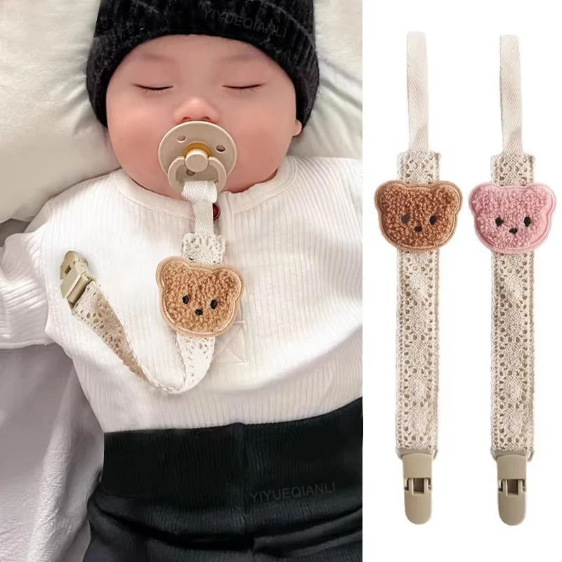 ATTACHE SUCETTE BEBE| Ourson Tissu Lavable