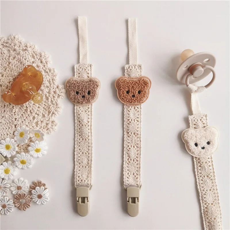 ATTACHE SUCETTE BEBE| Ourson Tissu Lavable